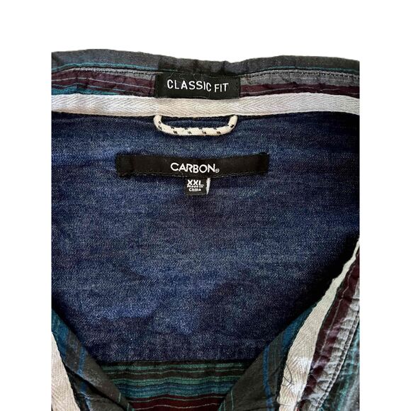 Carbon Mens Multicolor Button Up Short Sleeve Classic Fit Cotton XXL Color Block - Picture 3 of 10